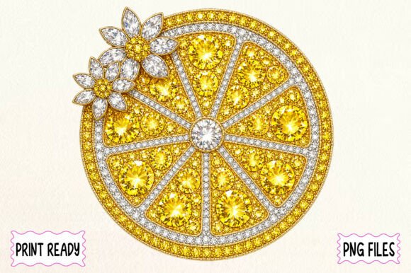 Download Rhinestone Lemon Slice Floral Design - Floral Collection