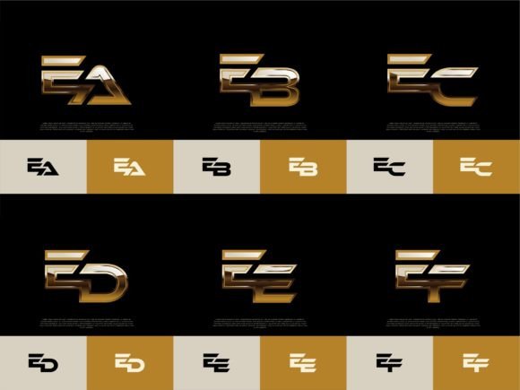 Download 6 Sets of EA-EF Initials Luxury Logos - Luxury logos Collection