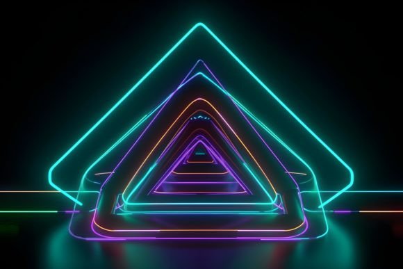 Download Colorful Neon Triangle Mosaic Background - Colorful Collection