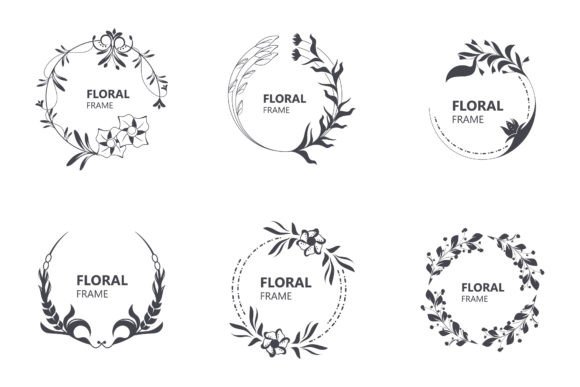 Download Floral Frame Round Shape Emblem Logotype - Floral Collection