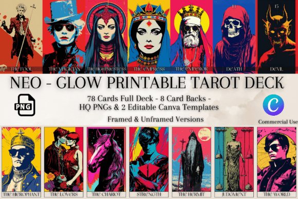 Download Pop-Art Printable Tarot Deck | 78 Cards - Tarot Collection
