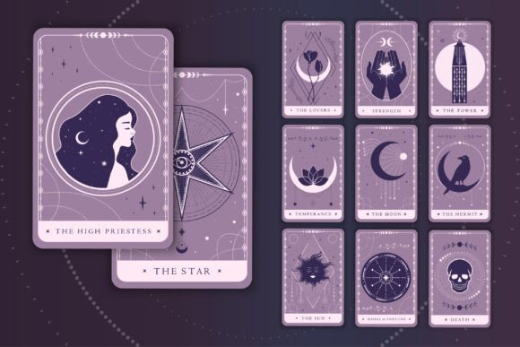 Download Celestial Tarot Cards Purple Set - Tarot Collection