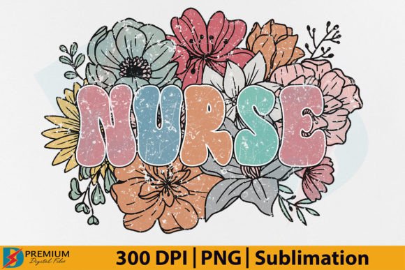 Download Retro Nurse PNG, Floral Flower Design - Floral Collection